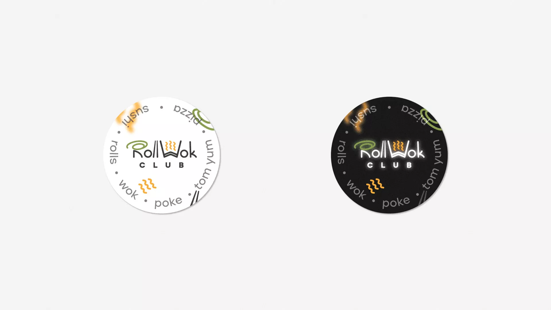 Разработка наклеек для суши-бара «Roll Wok Club» в Тынде